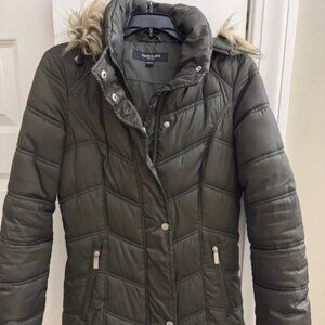 Kenneth Cole Womens down Winter coat XXS olive green